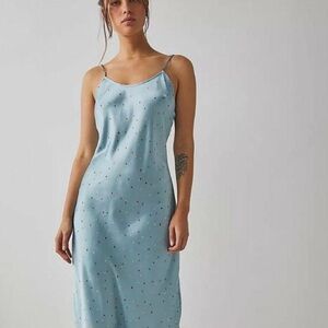 Free People Light Blue Slip with Dotted Pattern